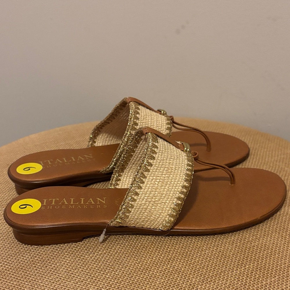 Italian Shoemakers Cream and Brown Sandals
